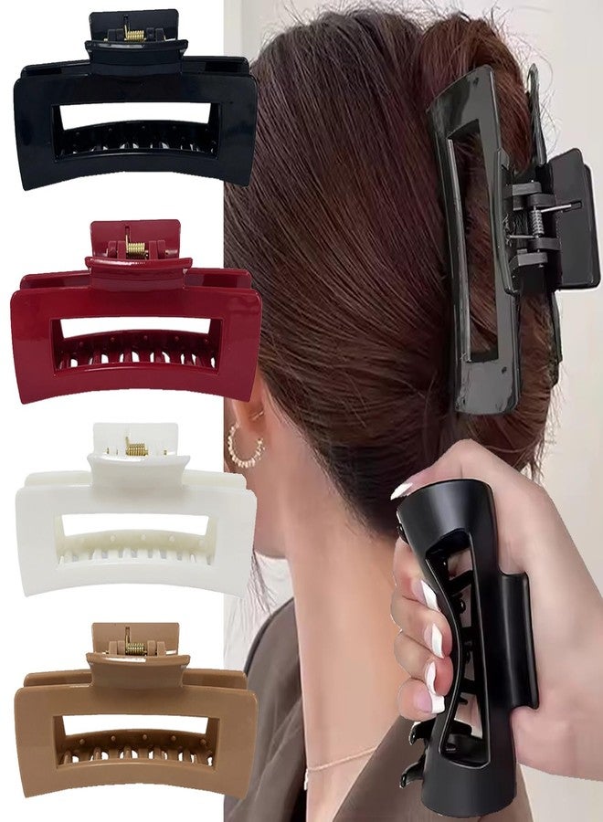 YKZFUI 4Pcs Square Soft Silicone Hair Claw Clips,Women Soft Hairclips Solid Color Fashion Large Geometric Claw Clips Durable Anti-collision Hair Clips Shark Non Slip Design for Thin Thick Hair Accessories - Image 1